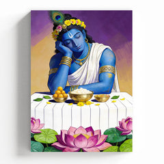 Lord Krishna: Divine Contentment Canvas